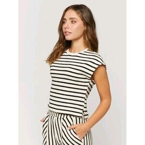 Benaar LA Allison Striped Sleeveless Womens Crew Neck Sz Small Terrycloth Top